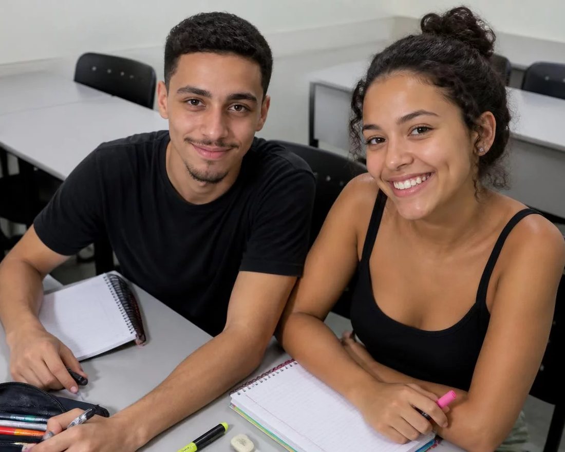Reunião de trabalho em volta de uma mesa com laptop, papéis e xícaras, alguém defendendo uma proposta